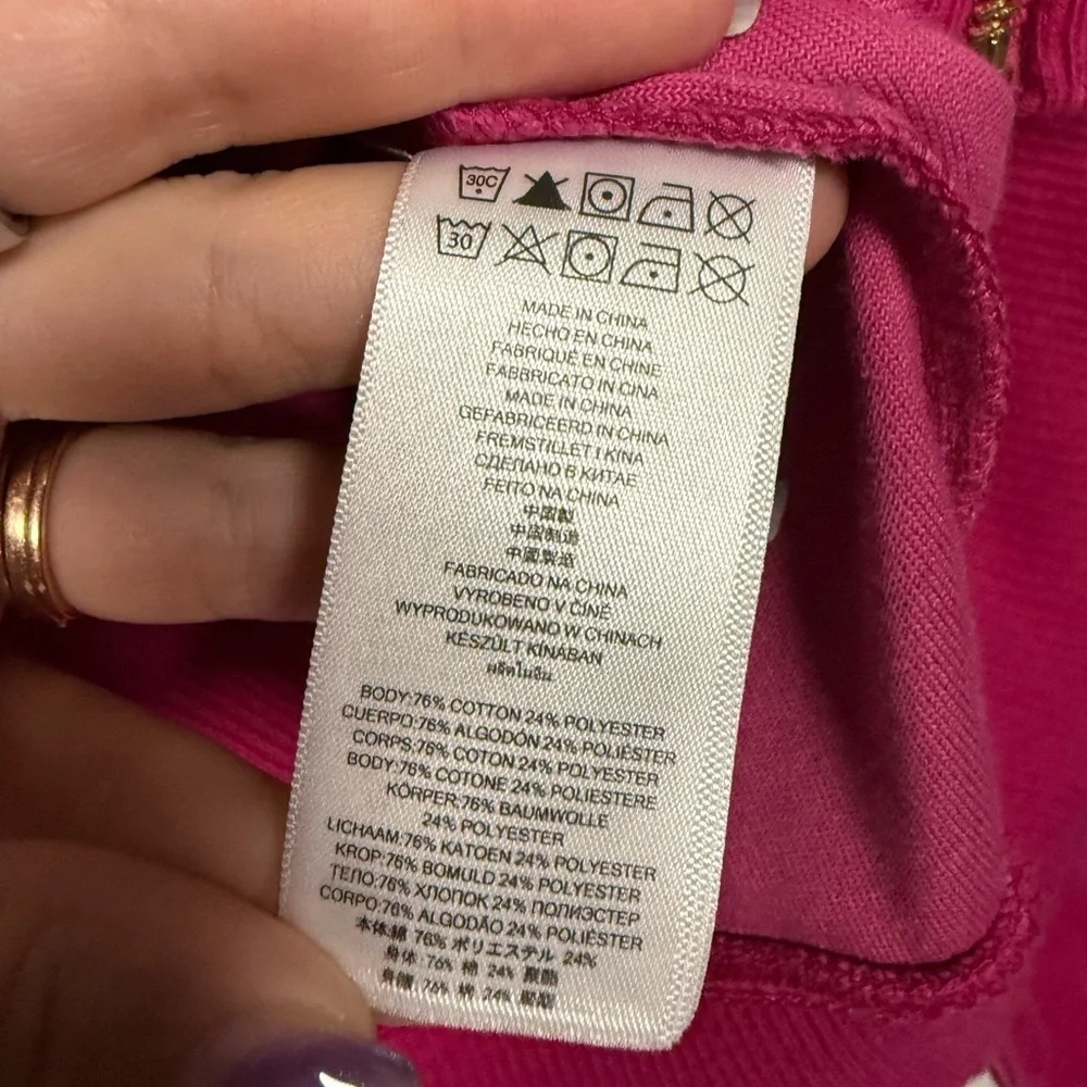 Michael Kors Hot Pink Velour Zip Up Jacket Small
